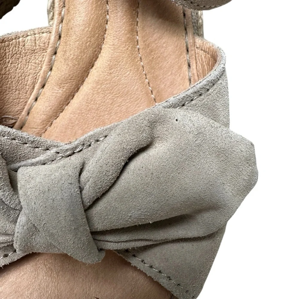 Born Women’s 7 Beige Bow Espadrille Leather Open Toe Wedge Sandal